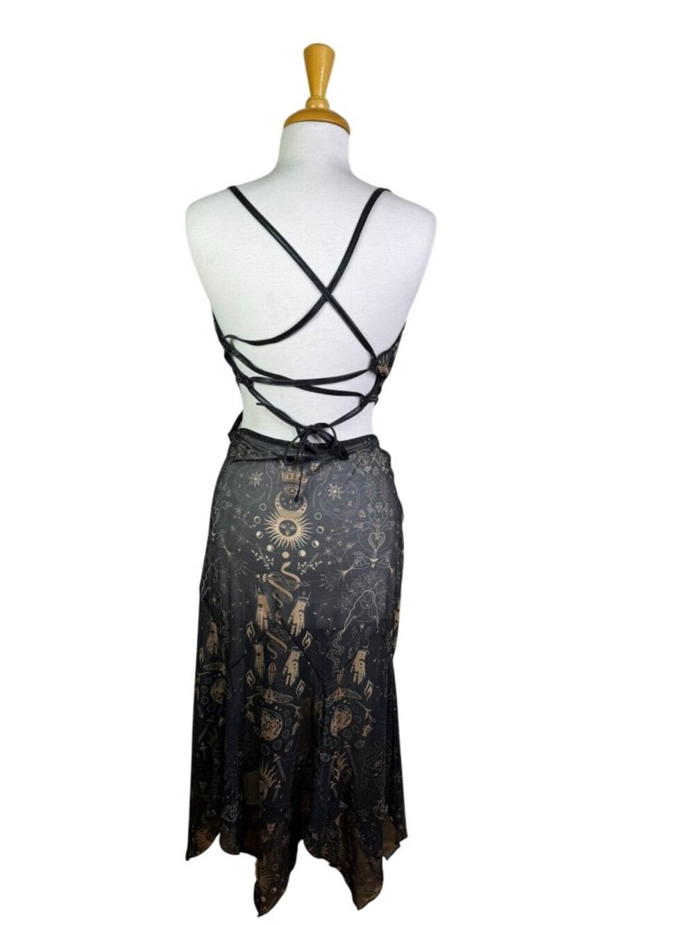 Thistle & Spire Arcana Celestial Lace-Up Midi Dress, Keyhole Cutouts, Size 2X - Picture 2 of 6